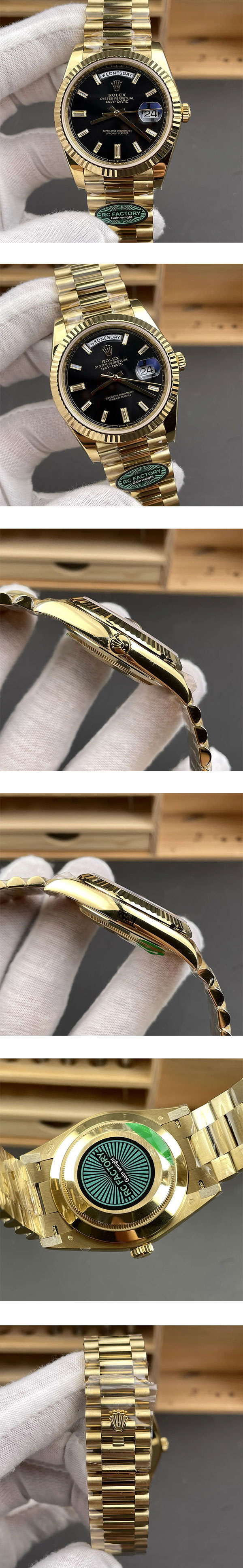 【RCF製 加重版】ロレックスコピー 228238A デイデイトコピー 40mm ブラック 3255搭載 国内最大級の品揃え